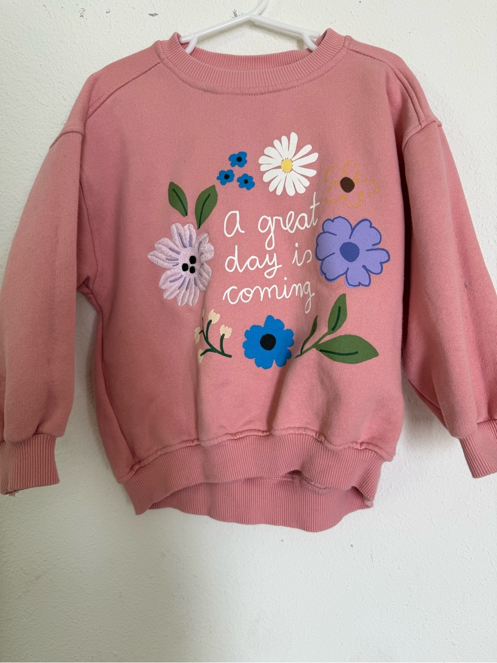Zara Pink Floral Graphic Sweatshirt with Positive Slogan